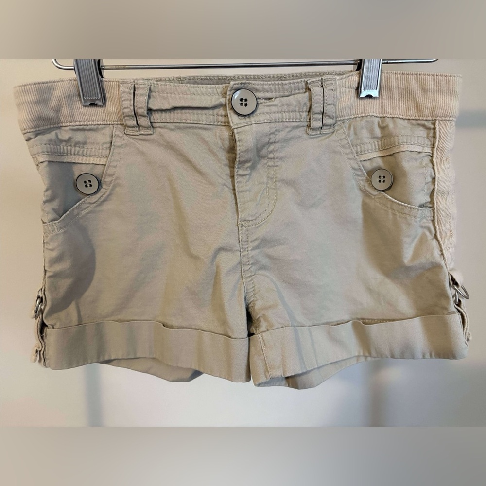 Jolt Beige Cuffed Girls' Casual Shorts